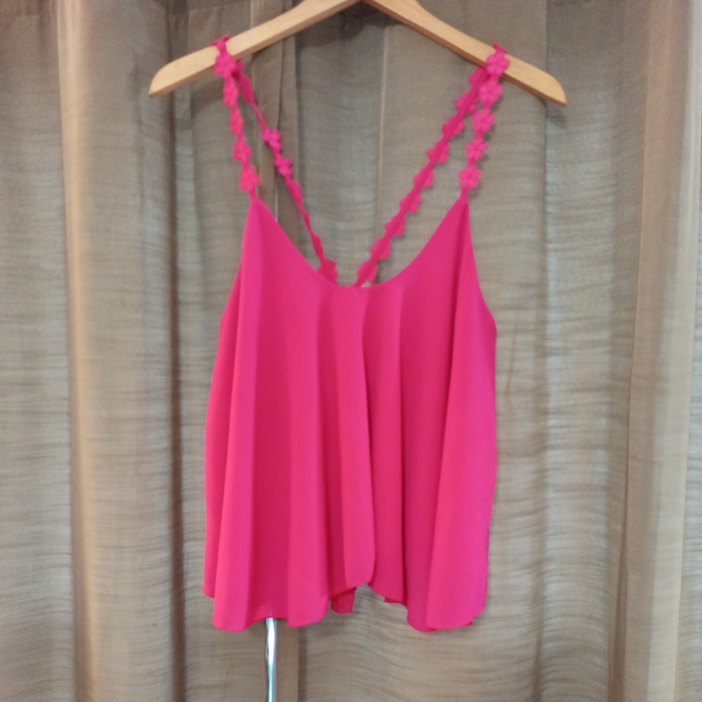 Dots Hot Pink Cropped Blouse 1X